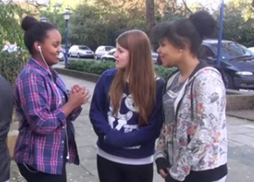 Students interviewing each other