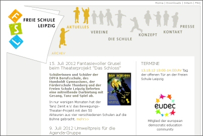 The Free School Leipzig web site image