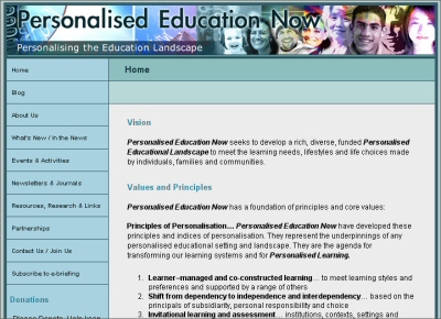 Personalised Education Now web site image